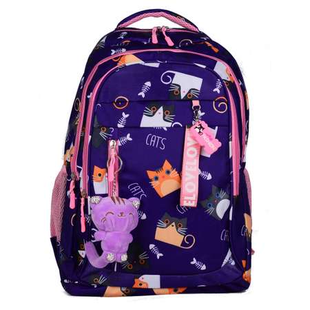 Рюкзак O GO Фиолетовый с брелоком киска