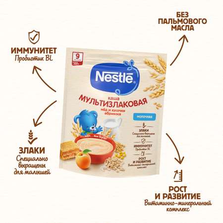 Каша молочная Nestle мультизлаковая мед-абрикос 200г с 9месяцев