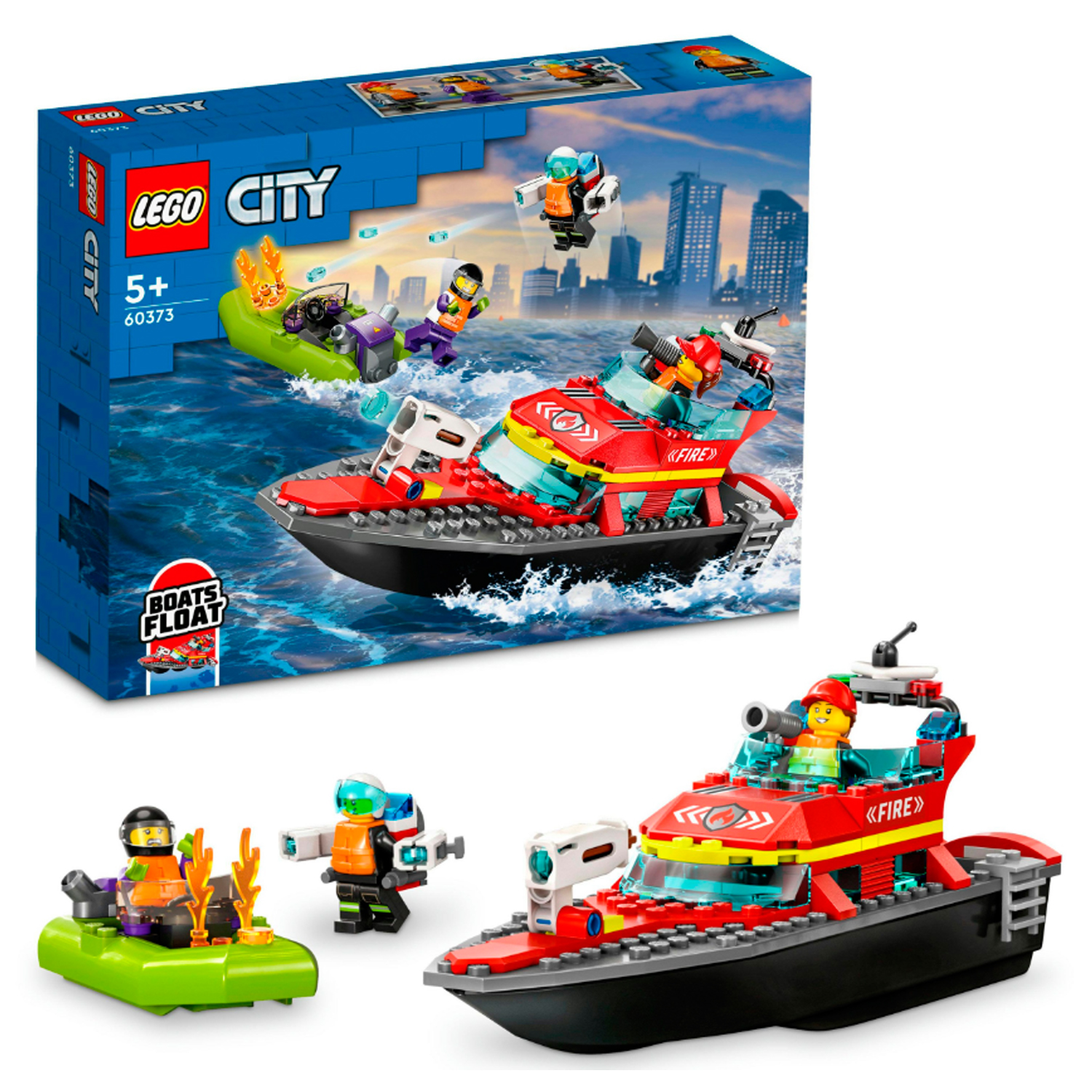 Конструктор детский LEGO City Пожарно-спасательная лодка 60373 - фото 1