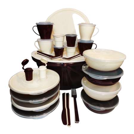 Набор посуды Solaris на 4 персоны в контейнере ванильно-шоколадный