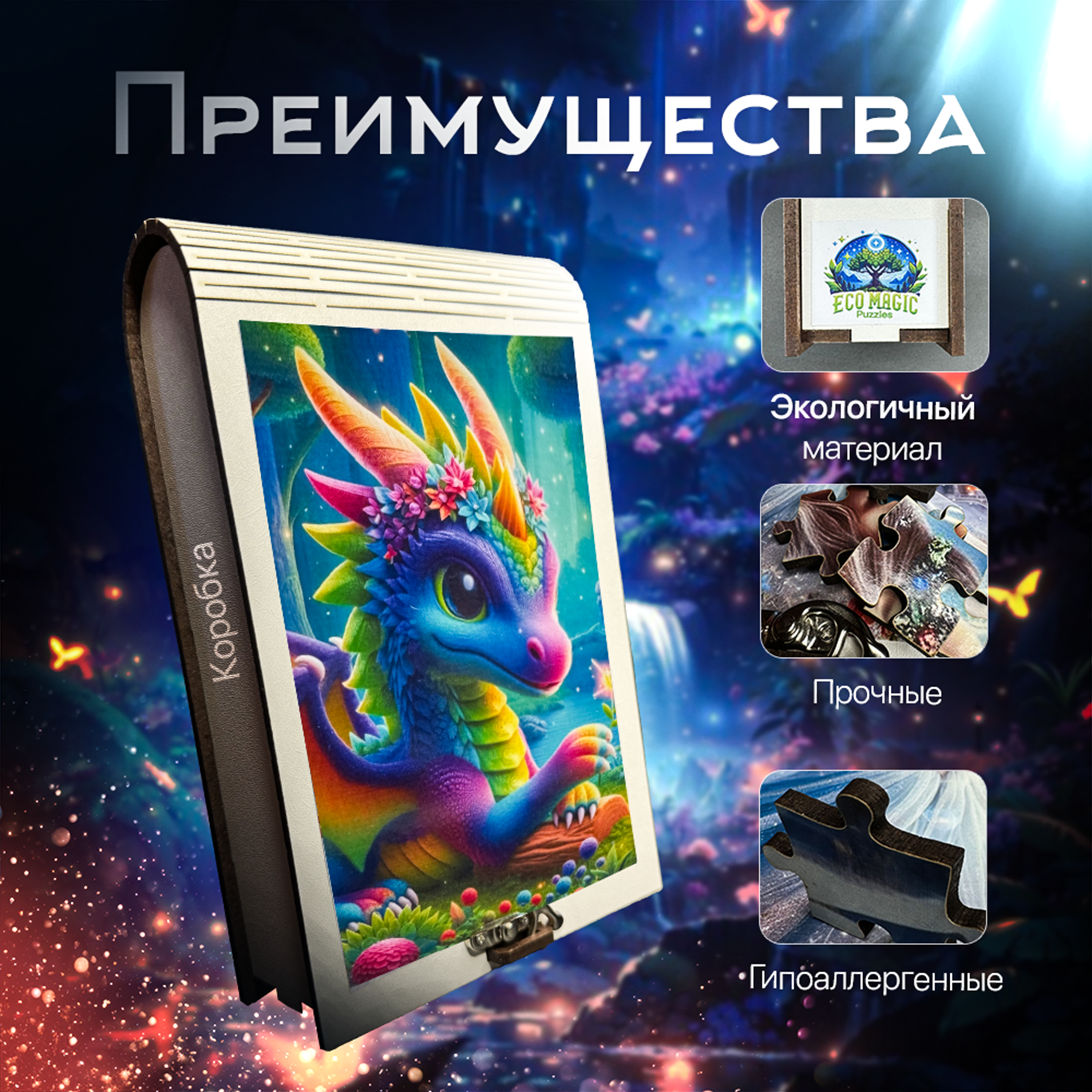 Пазлы Eco Magic Puzzles Волшебные драконы - фото 2