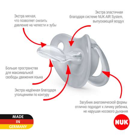 Пустышка Nuk силикон классическая от 0 мес. 1 шт.