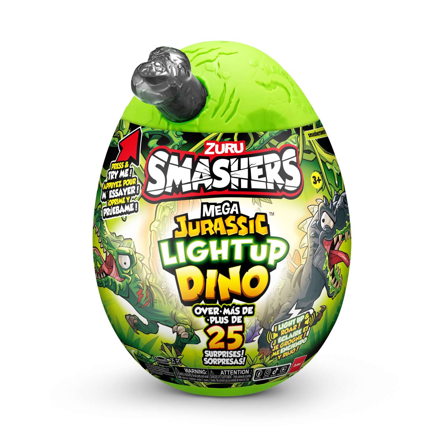 Игрушка сюрприз ZURU Smashers Jurassic Мега Динозавр со светом и звуком - фото 1