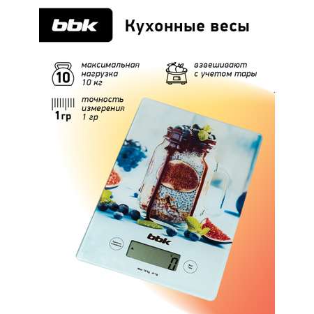 Весы кухонные BBK KS102G лазурный электронные точность 1 г максимальный вес 10 кг
