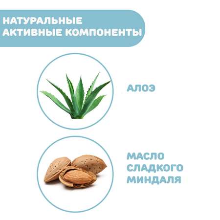 Шампунь Chicco для волос без слез Natural Sensation 200 мл с алое и маслом миндаля