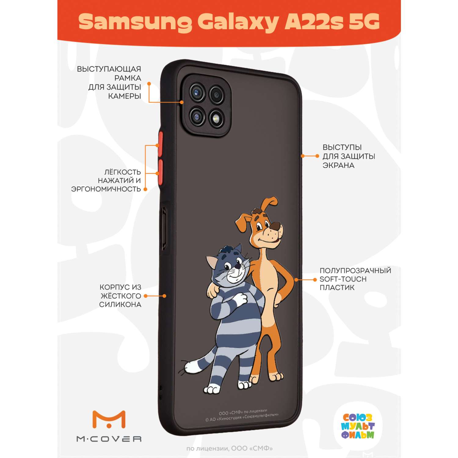 Противоударный чехол Mcover для смартфона Samsung A22s Союзмультфильм Шарик  и Матроскин купить по цене 460 ₽ в интернет-магазине Детский мир