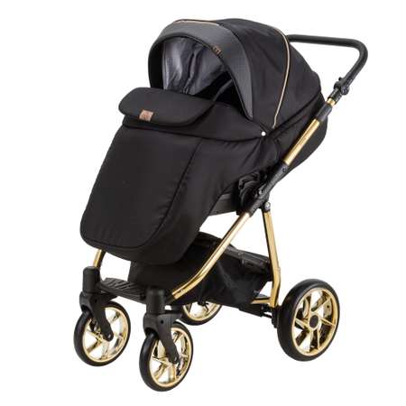 Коляска 3в1 BeBe-mobile Gusto SE GU205 Черный-Черная перфорированная кожа-золотая рама