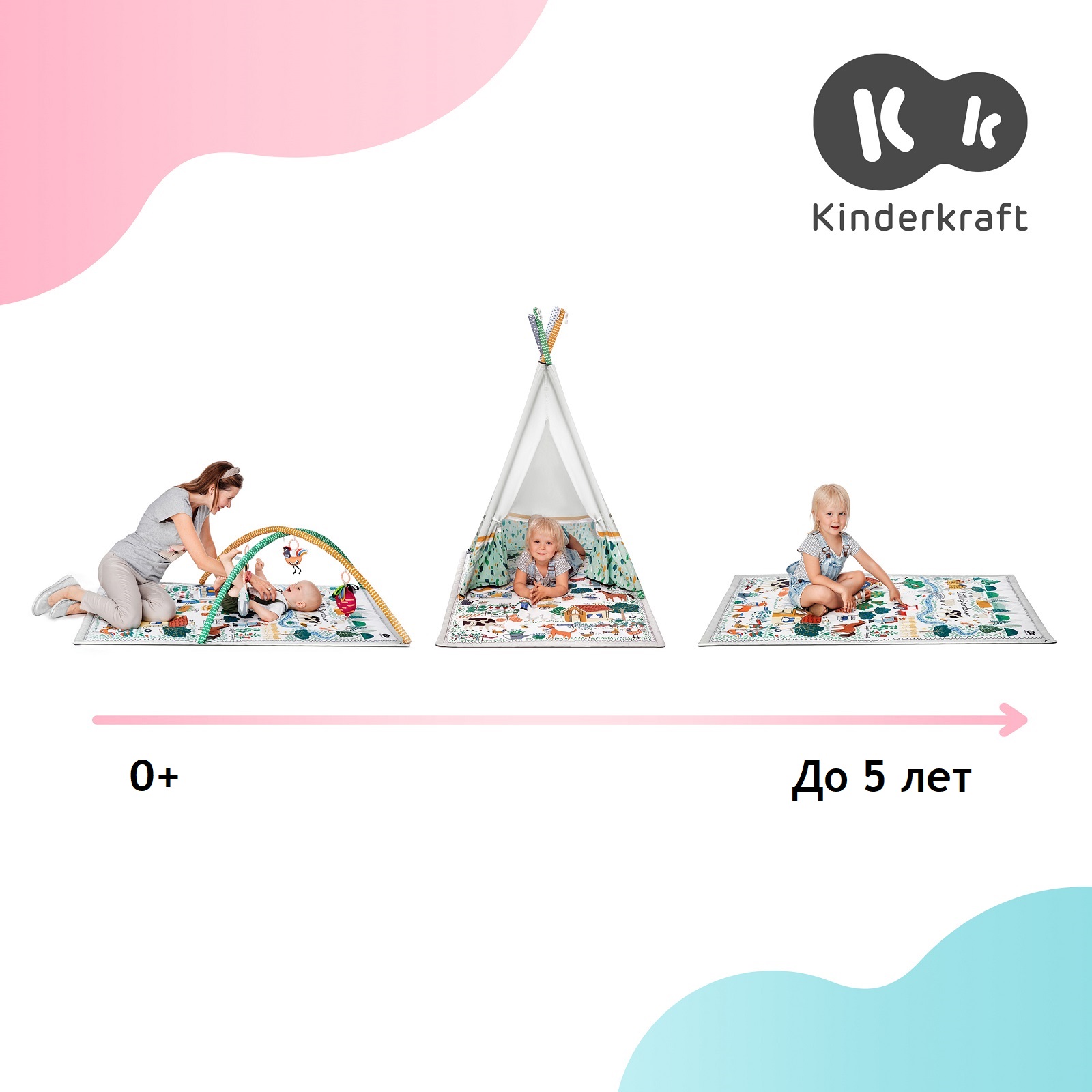 Коврик развивающий Kinderkraft 3 в 1 Kinderkraft Little Gardener - фото 8