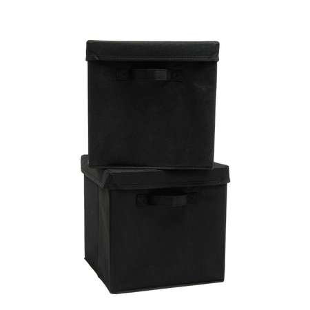 Набор складных коробок Home One для хранения 30 на 30 на 30см 2шт крышка в комплекте черный