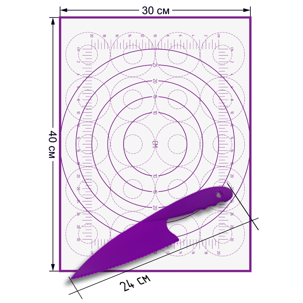 Коврик для теста RUGES малый фиолетовый - фото 2