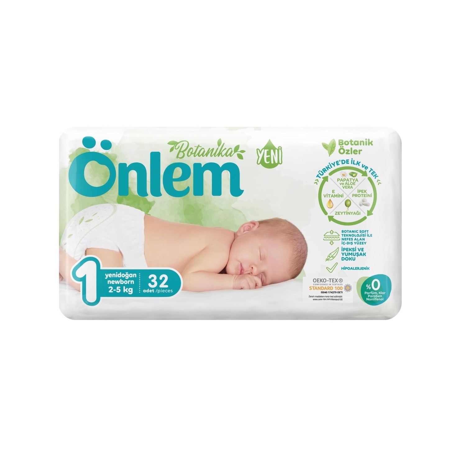 Детские подгузники Onlem Ботаника 2-5kg advantage 32 штуки - фото 1