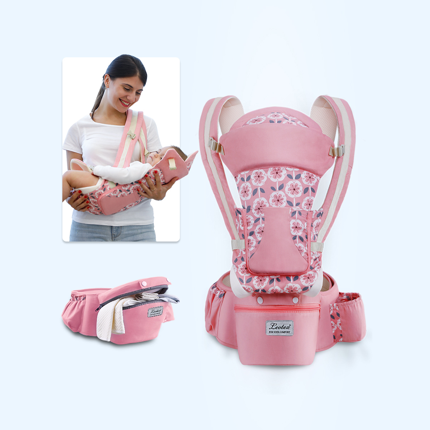Рюкзак-переноска для детей Leotex розовый - фото 2
