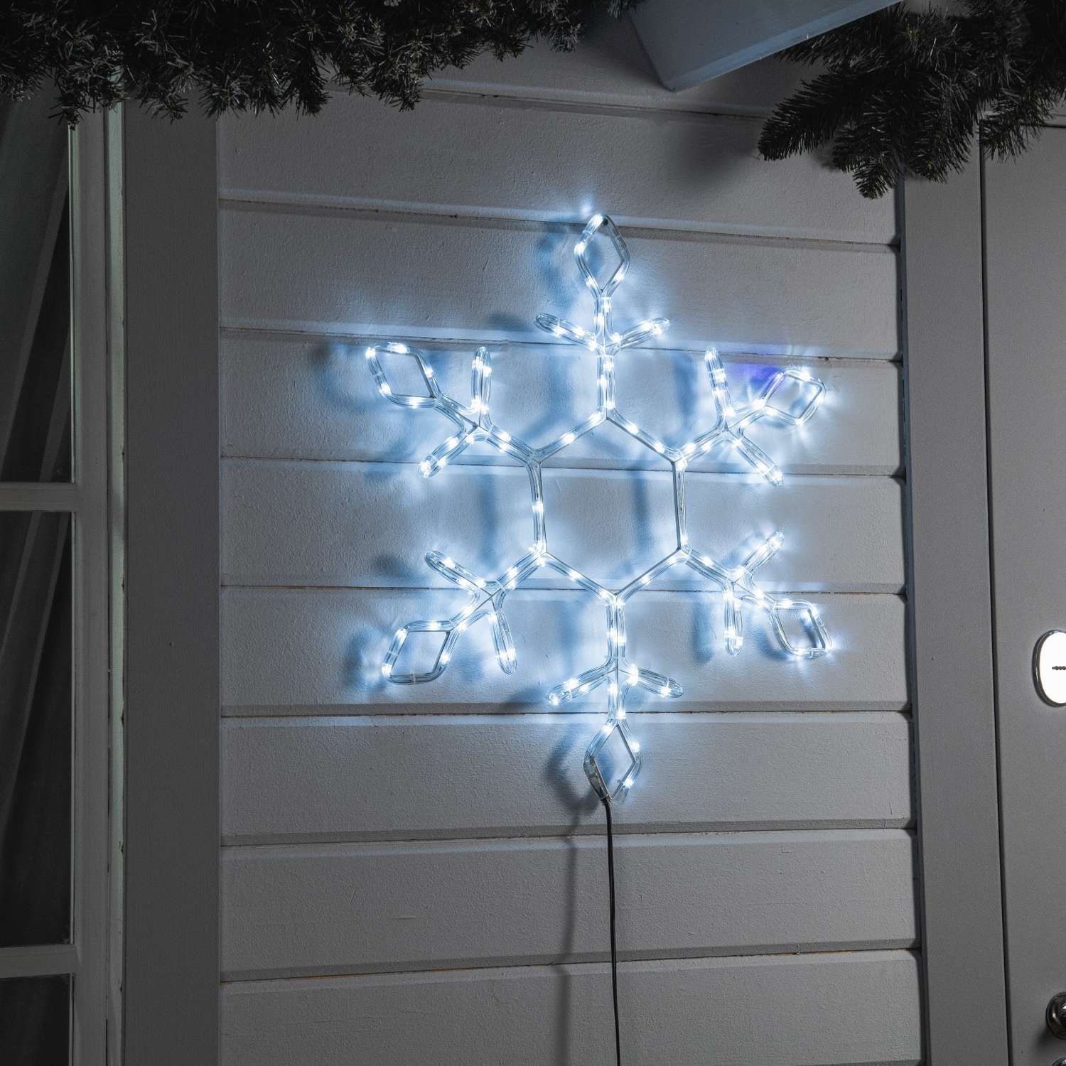 Светодиодная фигура Luazon «Снежинка» 65 см дюралайт 120 LED 220 В мерцание свечение белый/синий - фото 1