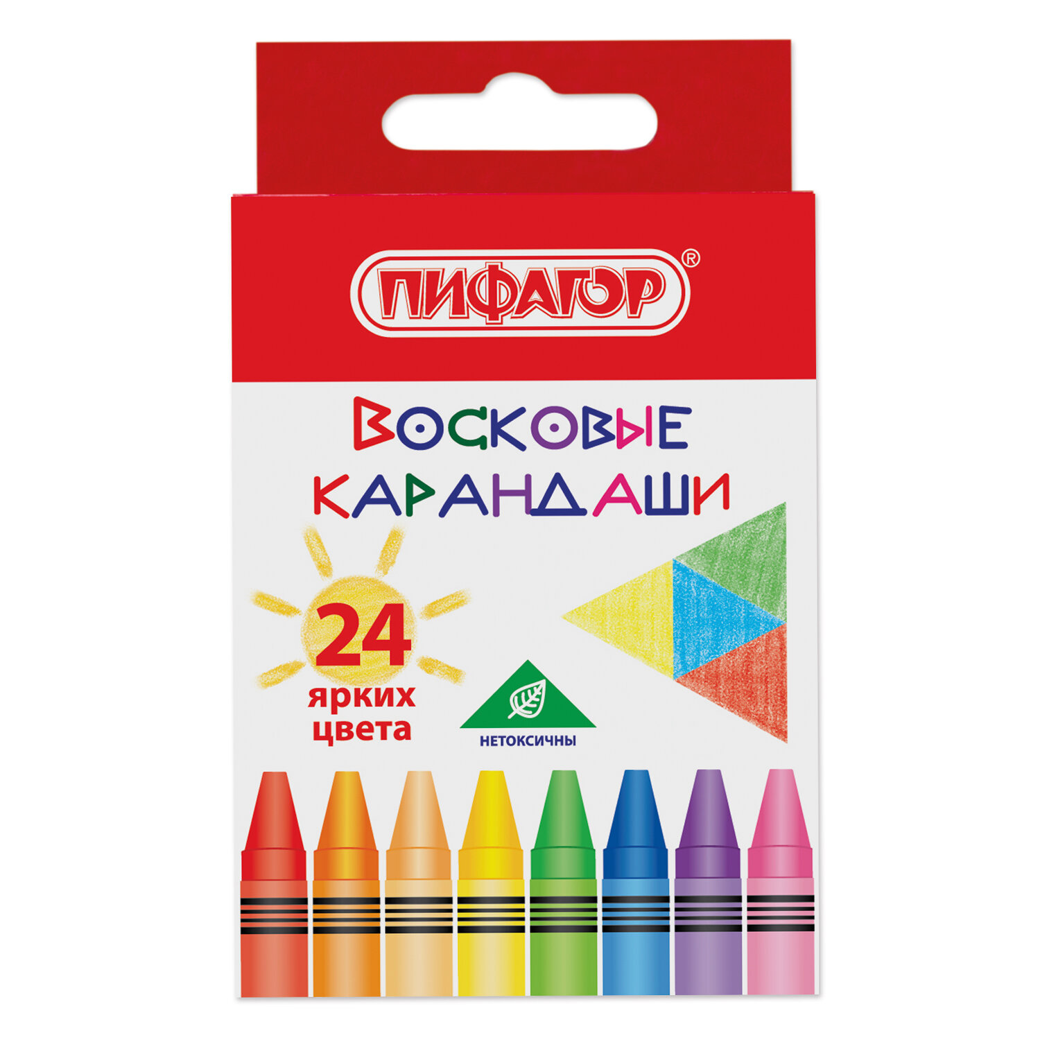 Восковые мелки Пифагор карандаши для рисования набор 24 цвета - фото 1