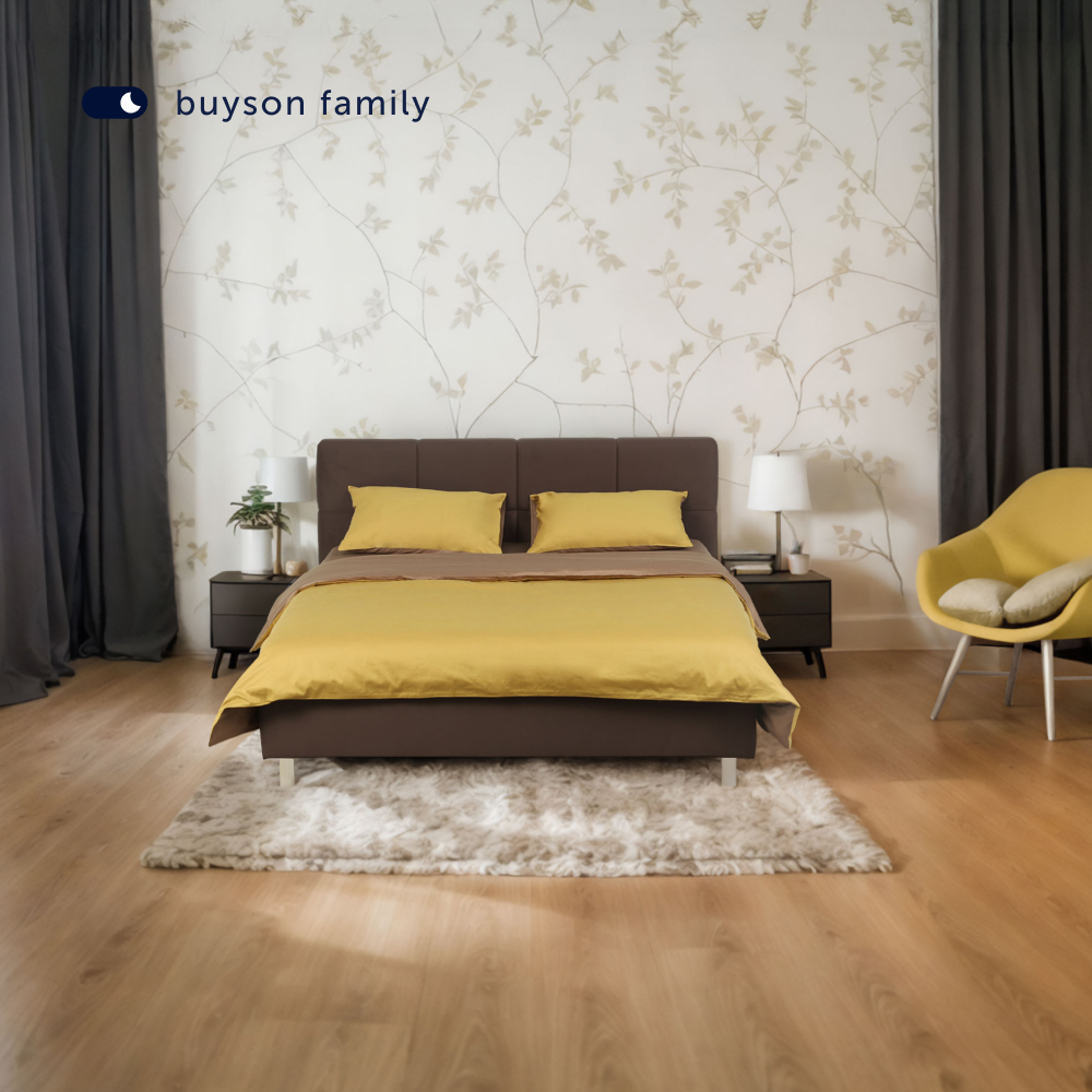 Двуспальная кровать buyson BuyGlory 200х140 коричневая микровелюр - фото 7