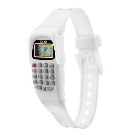Часы Sima-Land наручные электронные детские с калькулятором ремешок силикон l-21 см белые