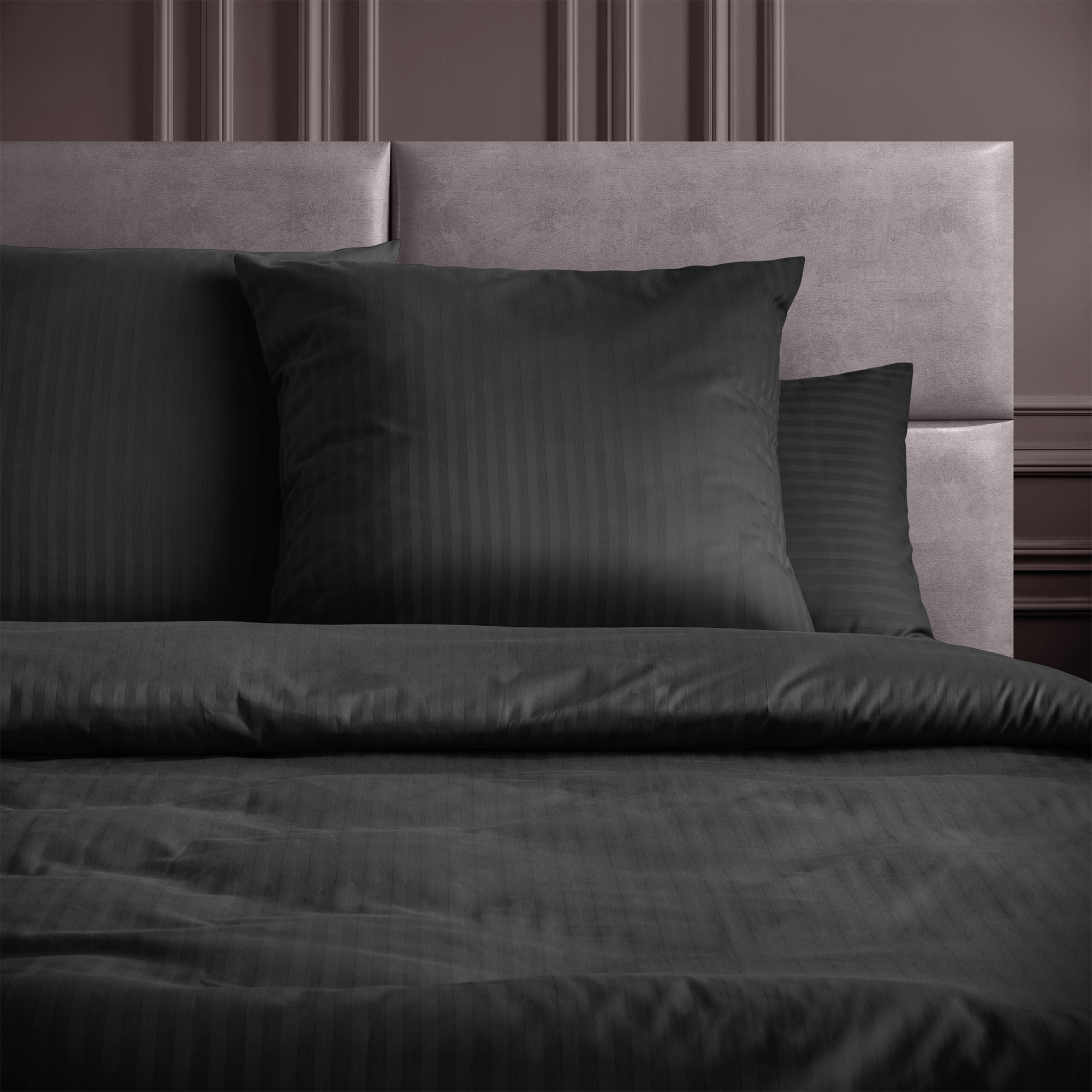 Простыня LOVEME Black 180х215 см страйп-сатин 100% хлопок - фото 2