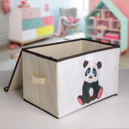 Короб Школа Талантов стеллажный для хранения с крышкой «Малыш панда» 38×25×24 см