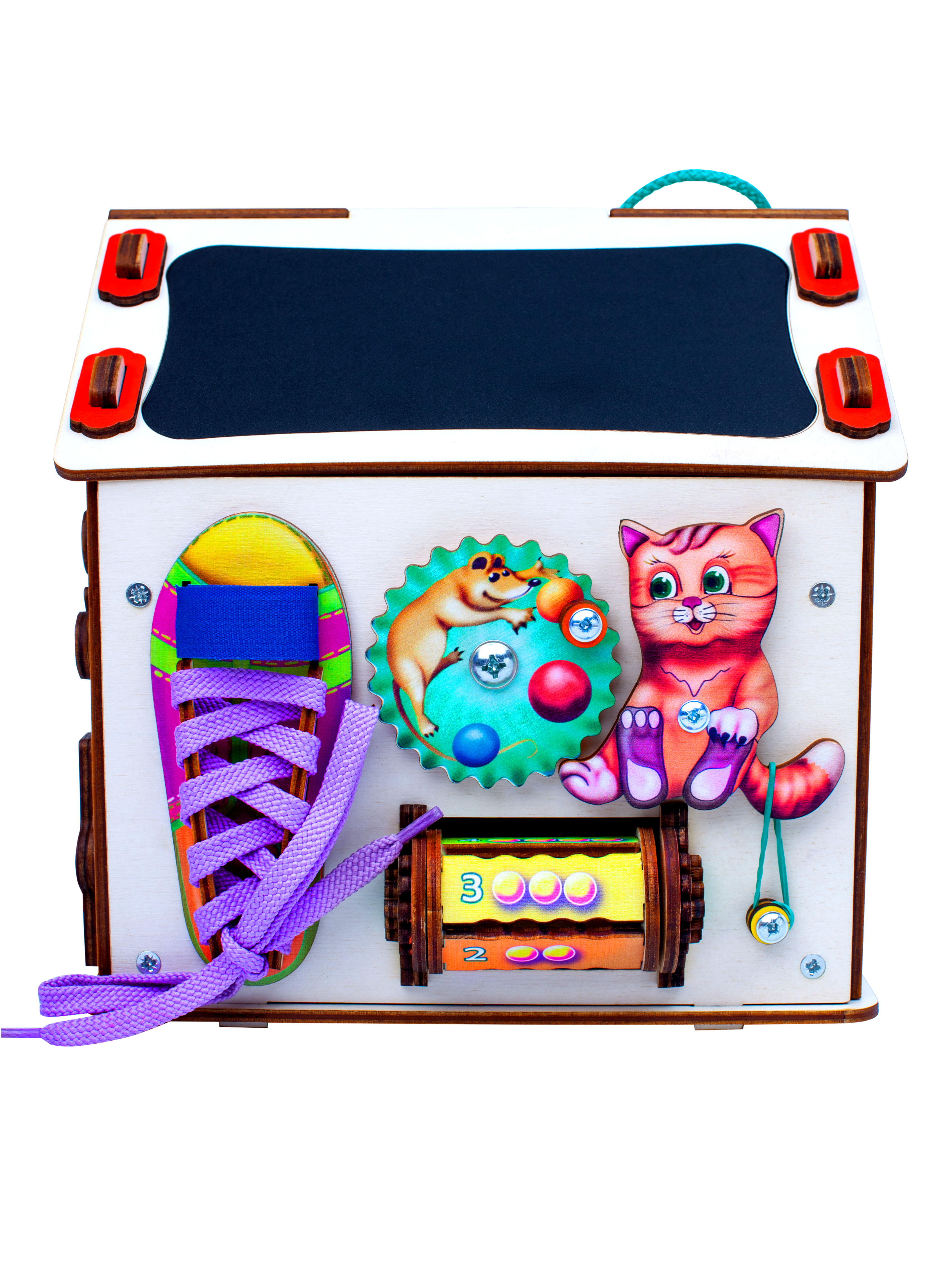 Бизиборд Jolly Kids развивающий домик со светом Котик - фото 8
