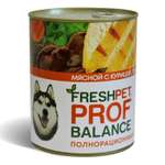 Корм для собак FreshPet Prof Balance с курицей печенью и гречкой консервированный 850г