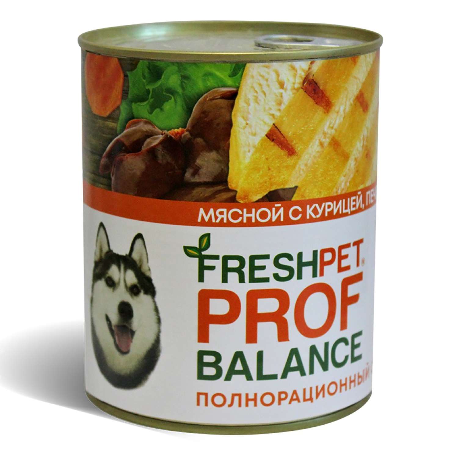 Корм для собак FreshPet Prof Balance с курицей печенью и гречкой консервированный 850г - фото 1