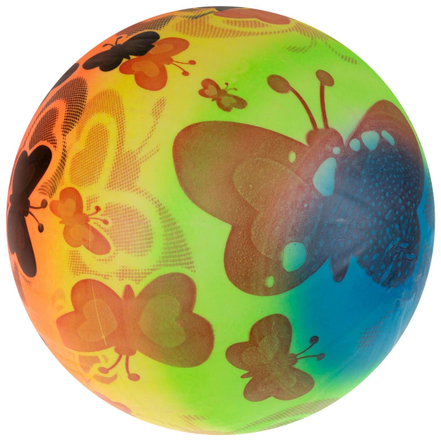 Мяч детский 23 см 1TOY Бабочки резиновый надувной для ребенка игрушки для улицы - фото 1