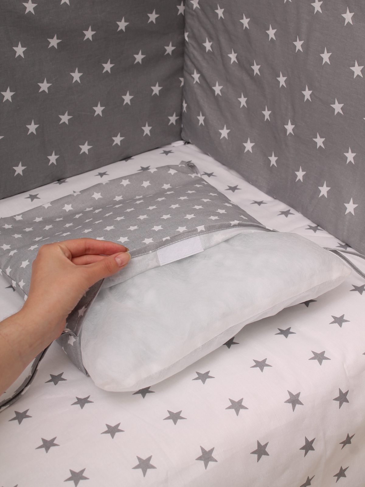 Бортики в кроватку Body Pillow с хлопковыми съемными чехлами из 12 подушечек - фото 2