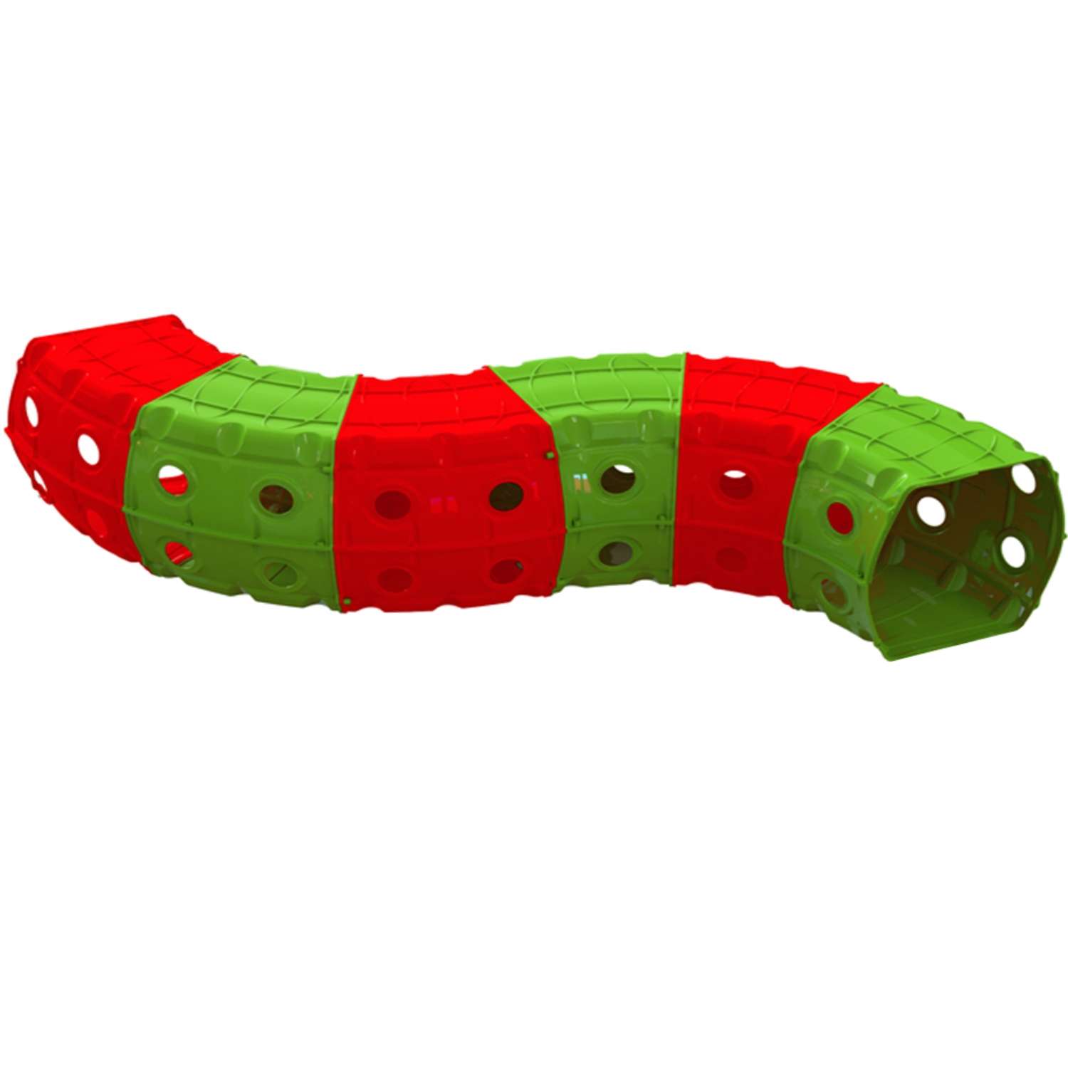 Игровой туннель для ползания Doloni из 6-и секций красно-зеленый 1.5х2х0.5 м - фото 1