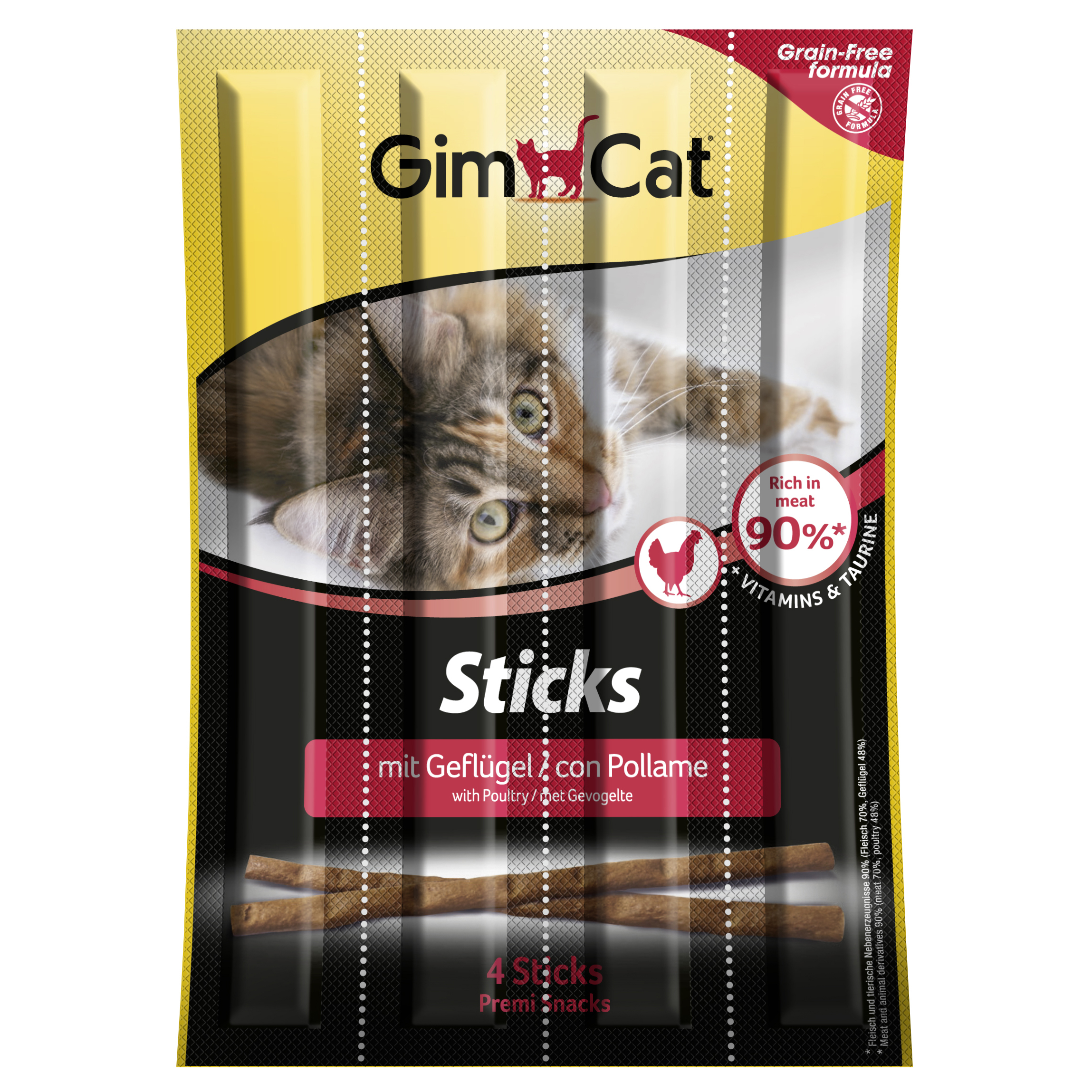 Лакомство для кошек Gimcat Палочки беззерновые домашняя птица 5г*4шт - фото 1