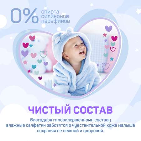 Влажные салфетки AURA для детей с экстрактом алоэ и витамином Е с крышкой 120х12шт