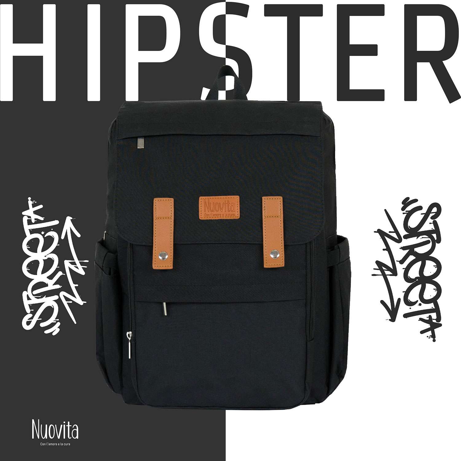 Рюкзак для мамы Nuovita CAPCAP hipster Черный - фото 2