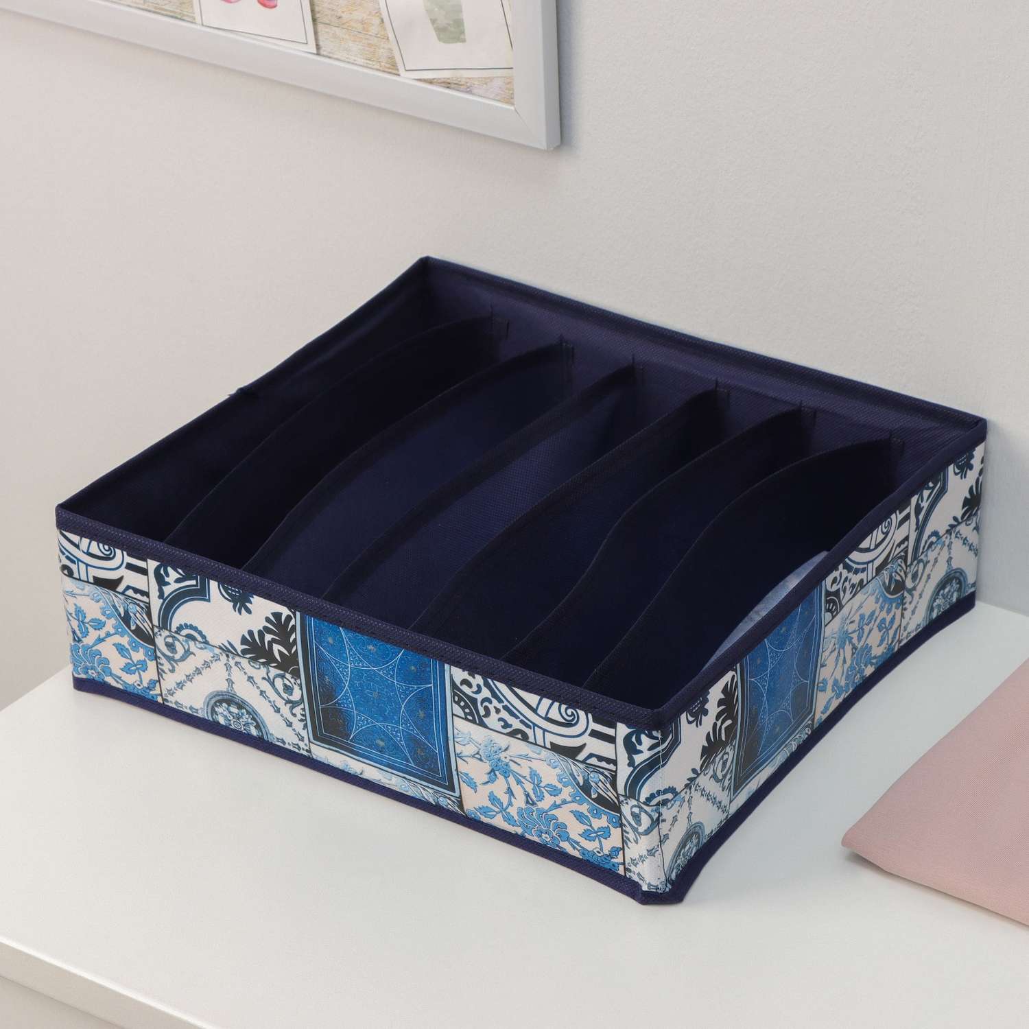 Органайзер Доляна для хранения белья «Мозаика» 7 отделений 34×305×10 см цвет синий - фото 2