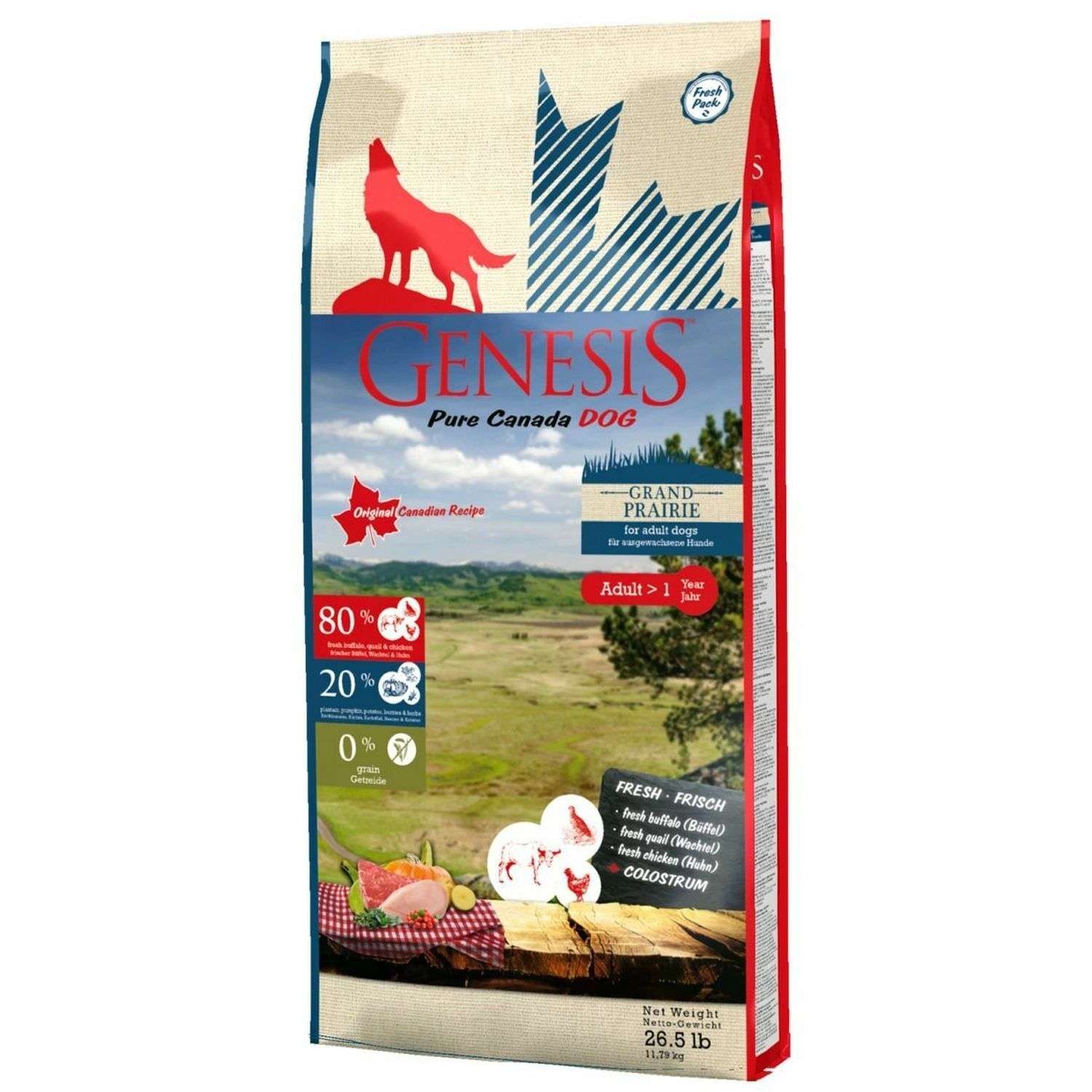 Корм для собак Genesis Pure Canada Grand Prairie Adult с курицей буйволом и перепелками 11.79кг - фото 1