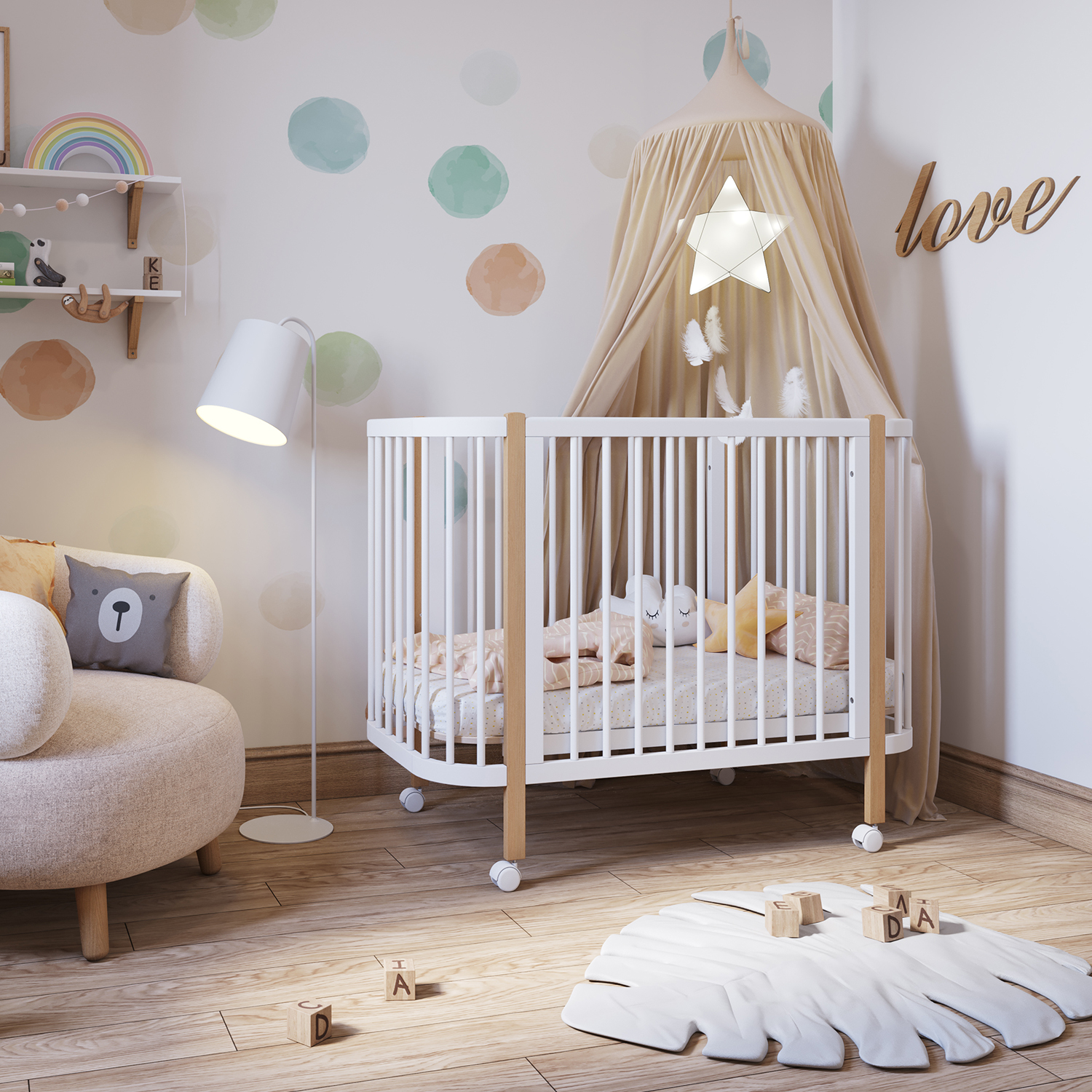 Кровать детская Polini kids Simple 350 Белый-Натуральный - фото 41