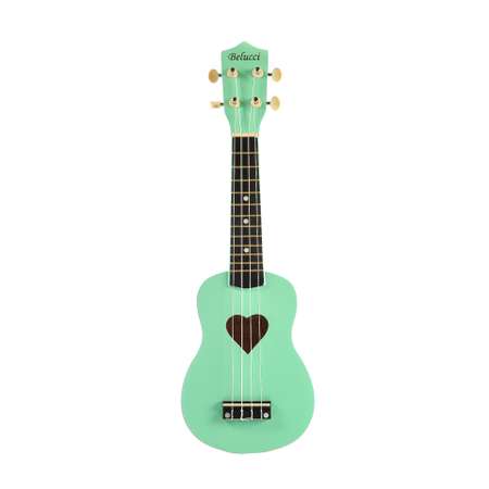 Детская гитара Belucci укулеле сопрано B21-11 Heart Light Green