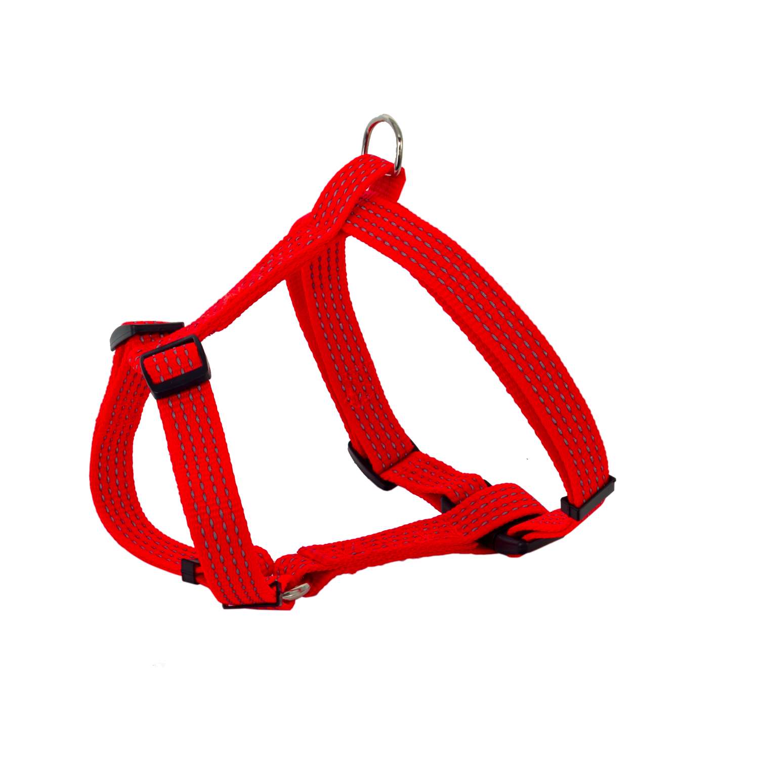Шлейка для собак Каскад Премиум светоотражающий нейлон 20мм Красная - фото 1