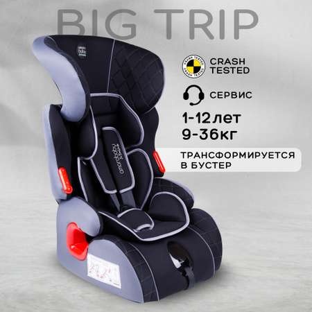 Автокресло детское AmaroBaby Big trip группа I II III чёрный серый