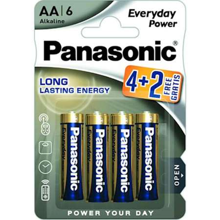 Щелочная батарейка PANASONIC AA Everyday Power promo pack в блистере 6шт LR6REE/6B2F