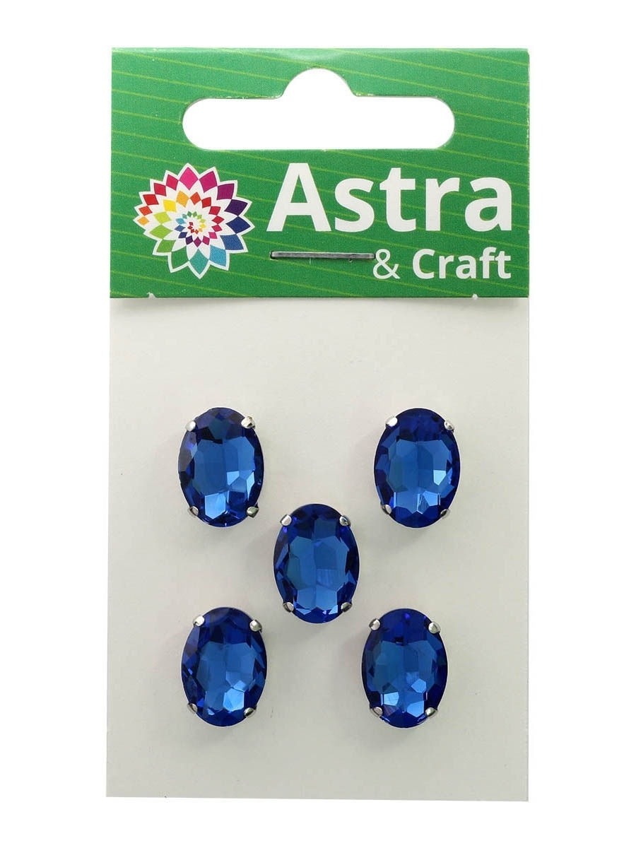 Стразы Astra Craft хрустальные для рукоделия и декорирования в цапах овальной формы 10х14 мм 5 шт сапфир - фото 5