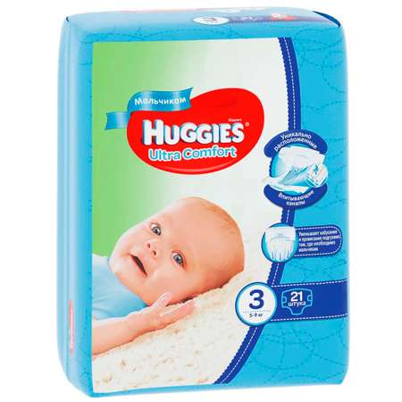 Подгузники для мальчиков Huggies Ultra Comfort 3 5-9кг 21шт