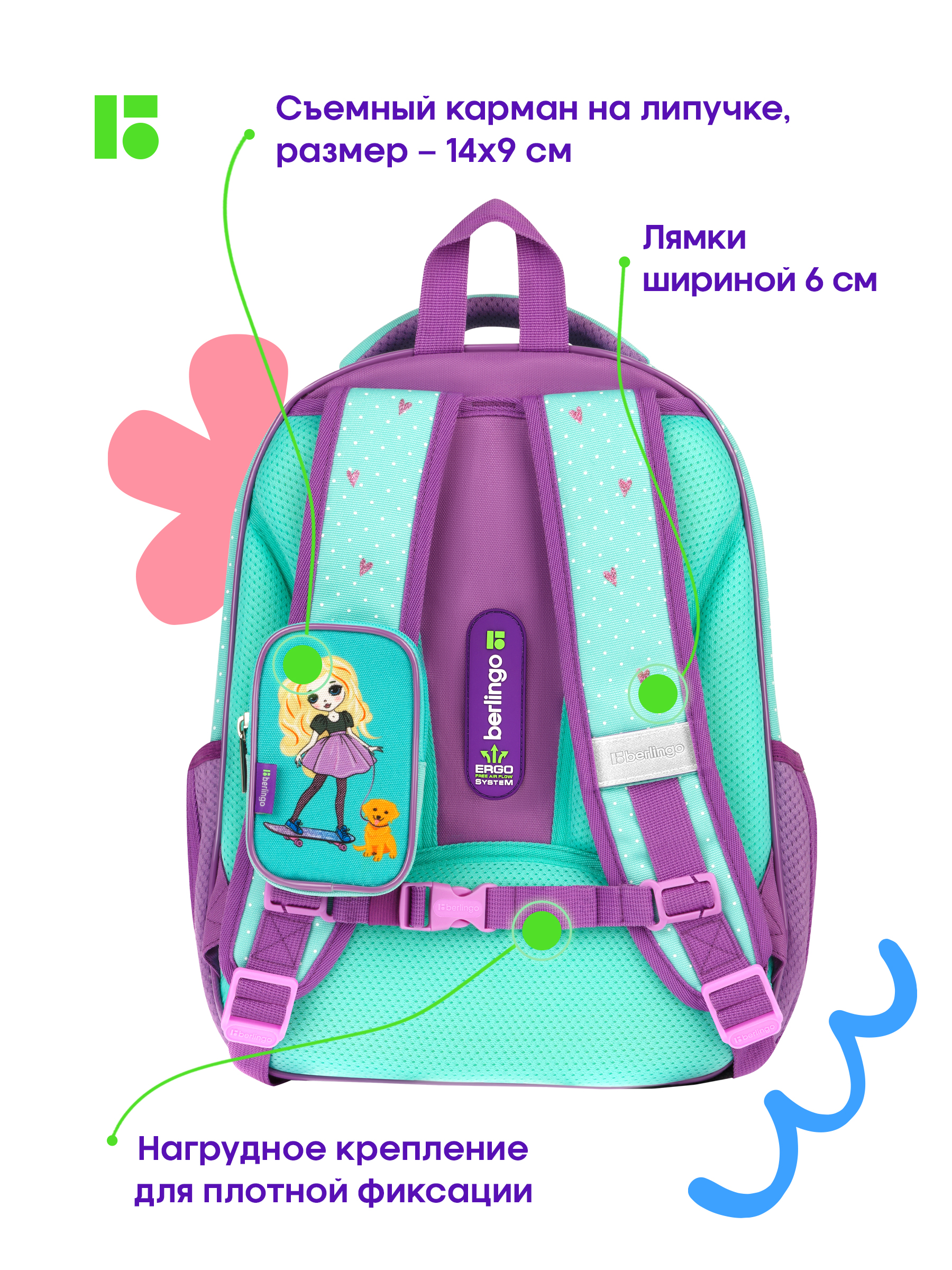 Ранец BERLINGO Expert Plus Pretty girl - фото 10