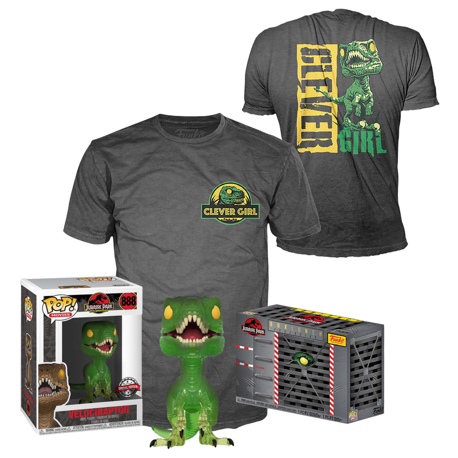 Набор фигурка+футболка Funko POP and Tee: Jurassic Park: Clever RaptorGR/TRL размер-L - фото 2