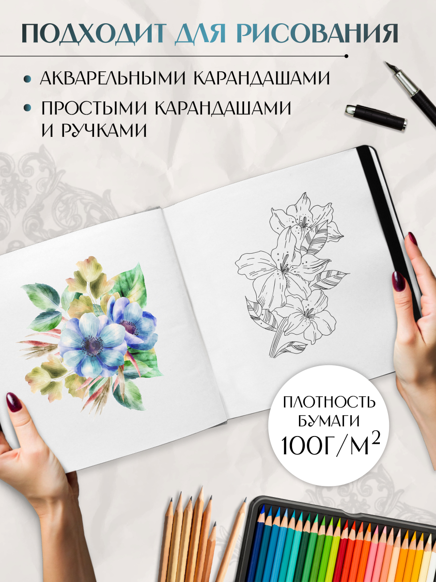 Блокнот Проф-Пресс Myart. Квадратный скетчбук. Клод Моне Кувшинки - фото 3