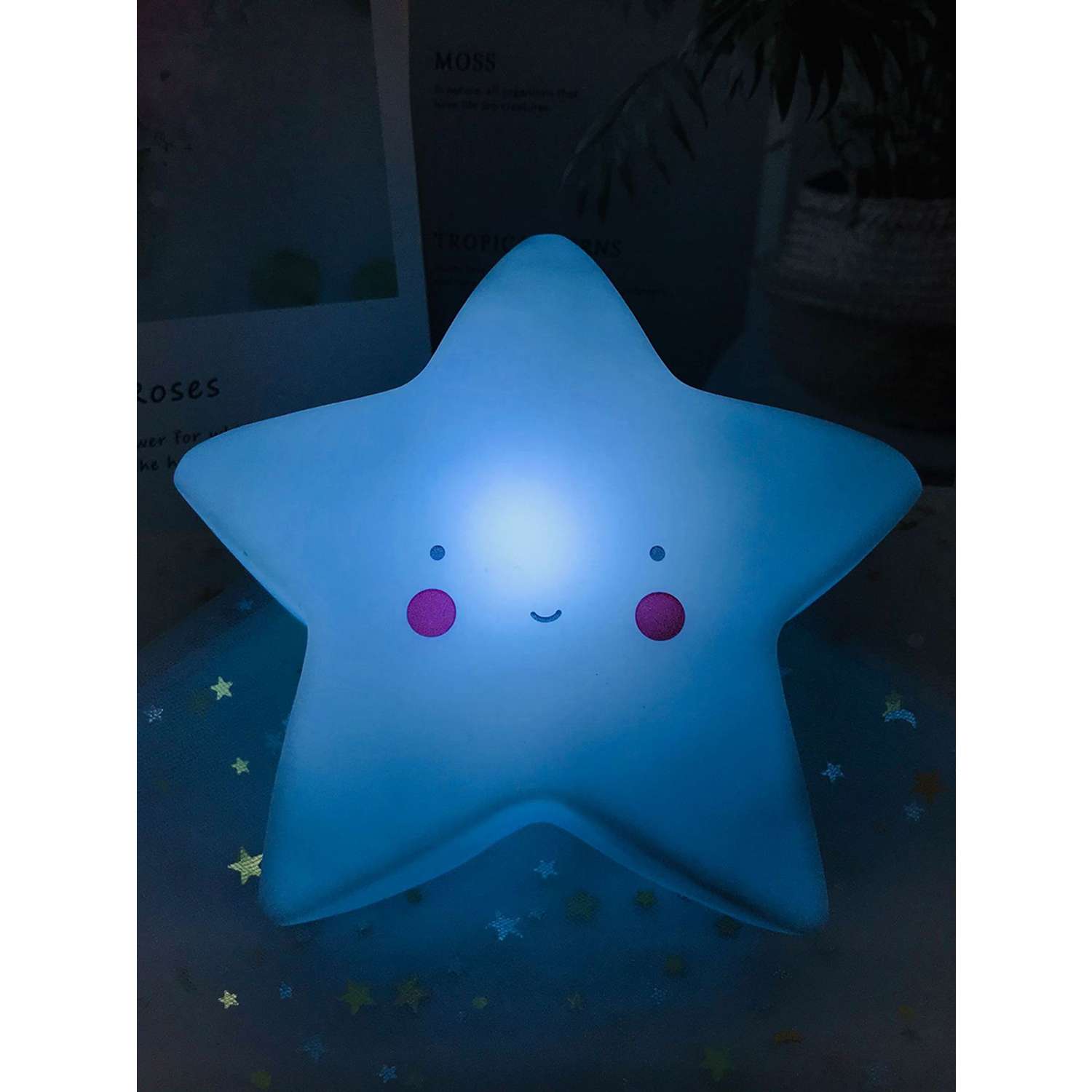 Лампа настольная светодиодная LATS ночник детский звезда голубая - фото 4