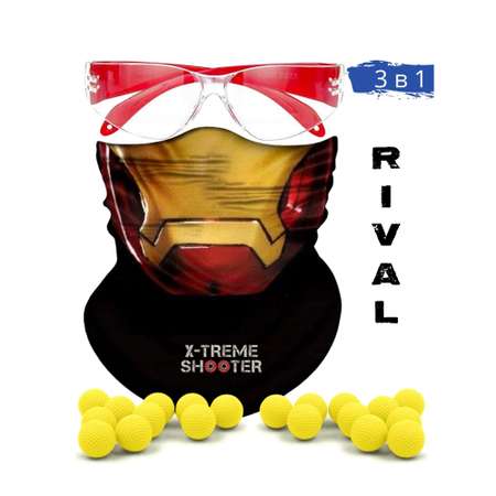 Набор с маской защитной X-Treme Shooter маска очки шарики пули патроны для стрельбы из бластера Нерф Райвал пистолета Nerf Rival