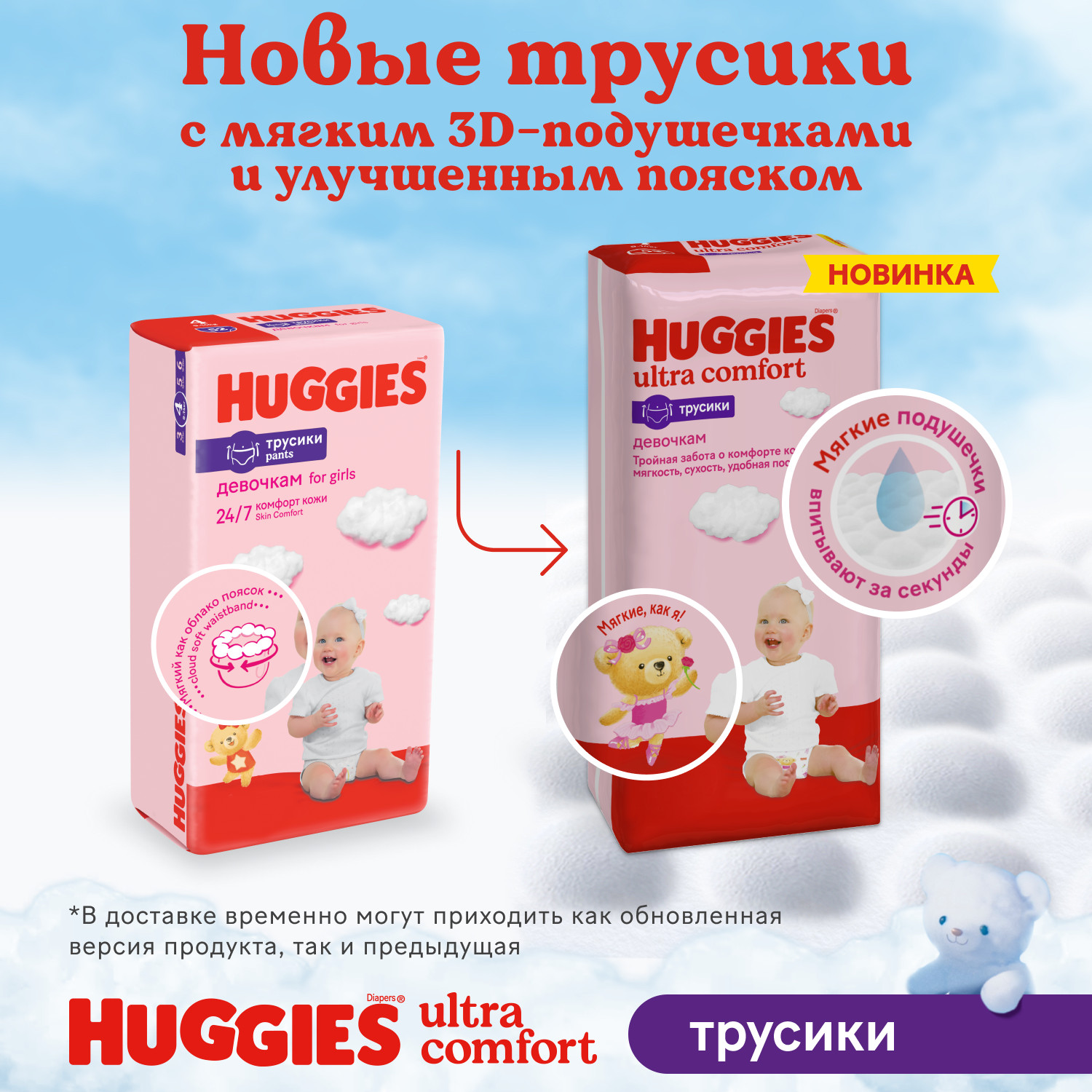 Подгузники-трусики для девочек Huggies Huggies 3 6-11кг 58шт - фото 3