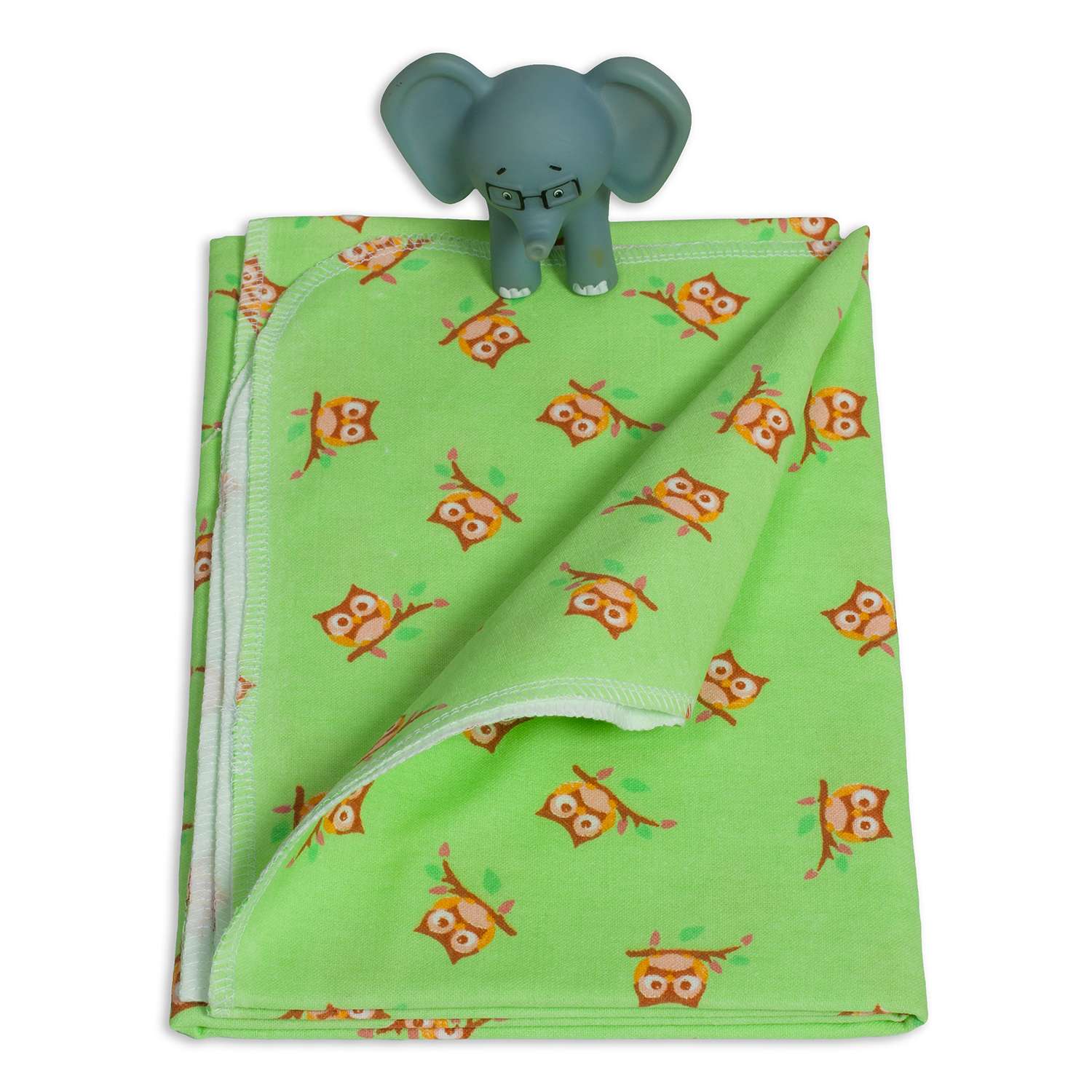 Пеленка фланелевая Чудо-чадо для новорожденных Совушки 85х120 см 1 шт зеленая - фото 3