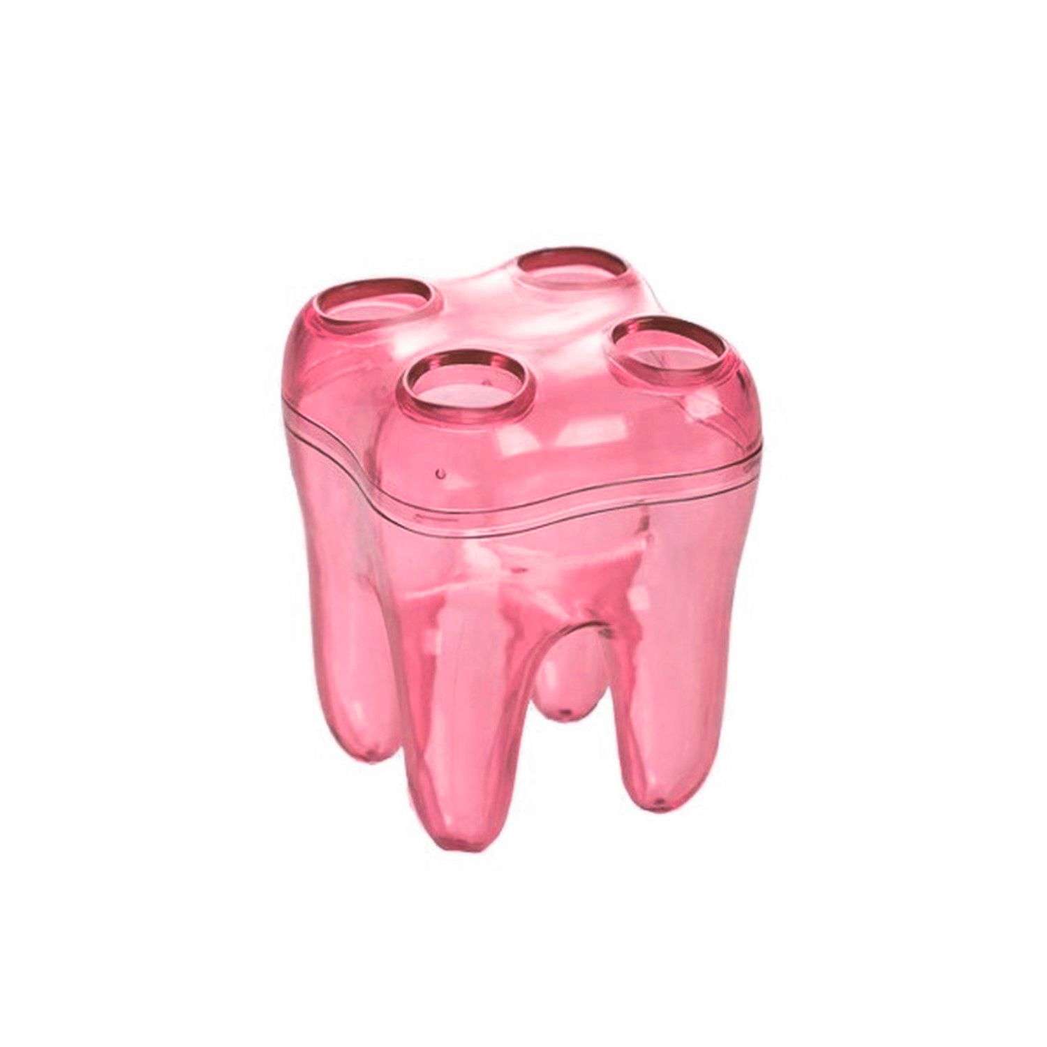 Органайзер для щёток Rabizy зуб прозрачный розовый - фото 1