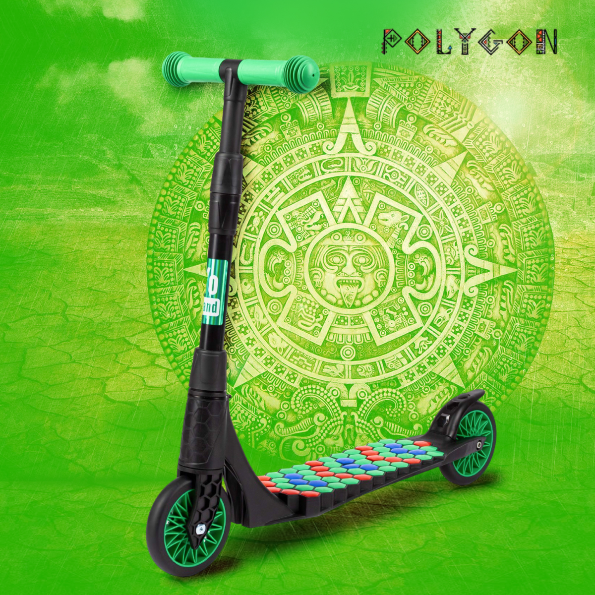 Креативный самокат Yo Band двухколесный складной POLYGON зеленый - фото 1