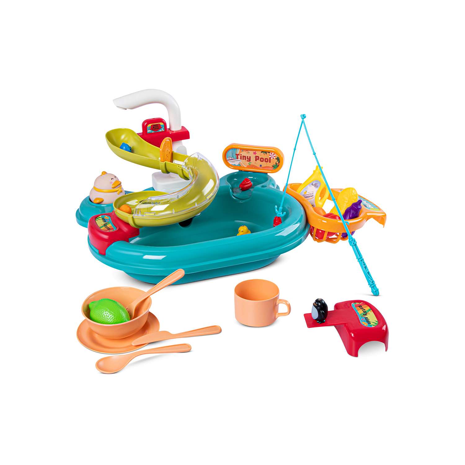 Игровой набор Smart Baby 3 в 1 Рыбалка Аквапарк Раковина с горкой и игрушками - фото 14